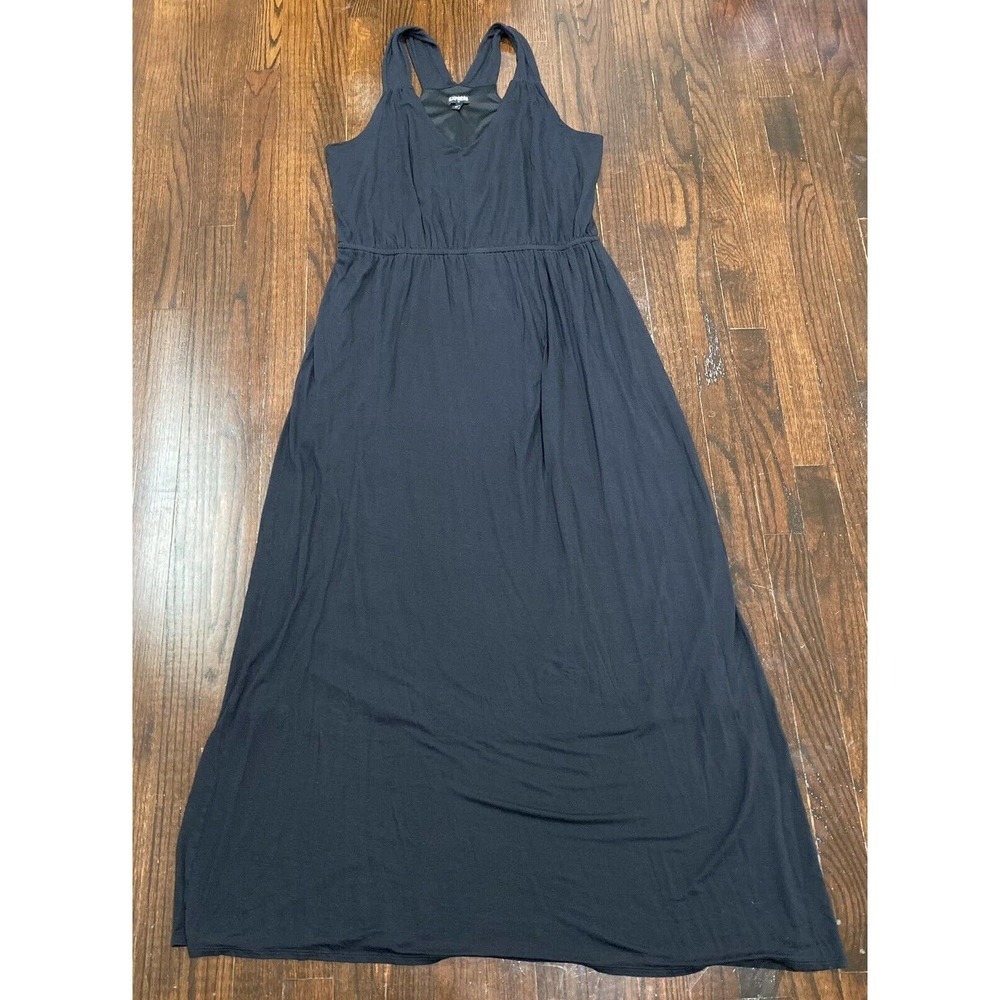 EXPRESS Razorback Long Maxi Dress Women's XL Solid Black Elastic Waist Maternity